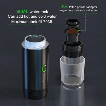 Cafetera Espresso Portátil 3-En-1 Para Coche Y Viaje