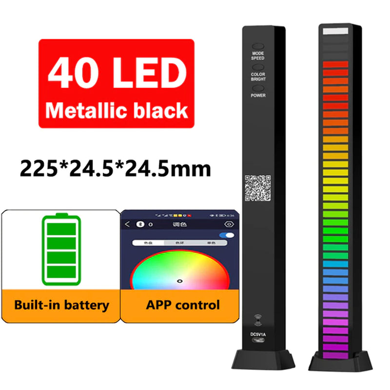 RGB Music Sound Control LED Lights App Control Pickup Light Rhythm Ambient Light for Car Tv Game Computer Desktop Decora Lights