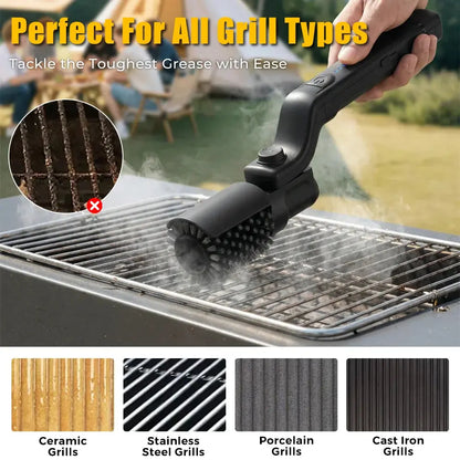 BBQ Grill Brush 3-Speed Settings Electric Grill Brush 3-Speed 2600Mah Cordless Rechargeable Adjustable Angle Gifts for Men Dad