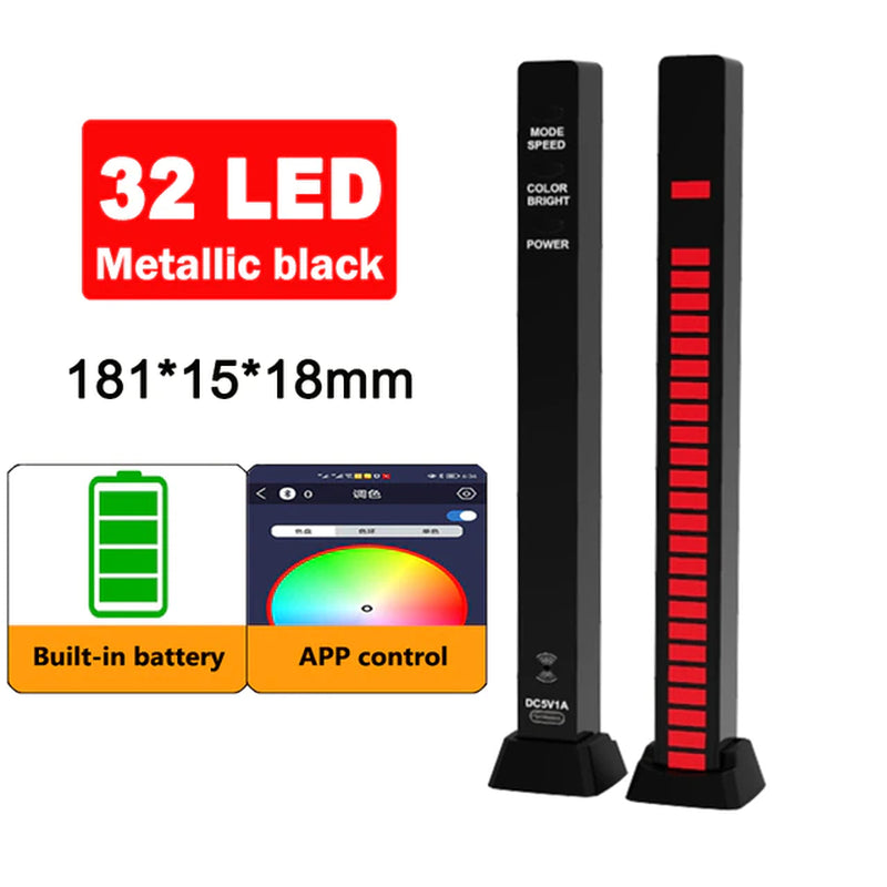 RGB Music Sound Control LED Lights App Control Pickup Light Rhythm Ambient Light for Car Tv Game Computer Desktop Decora Lights