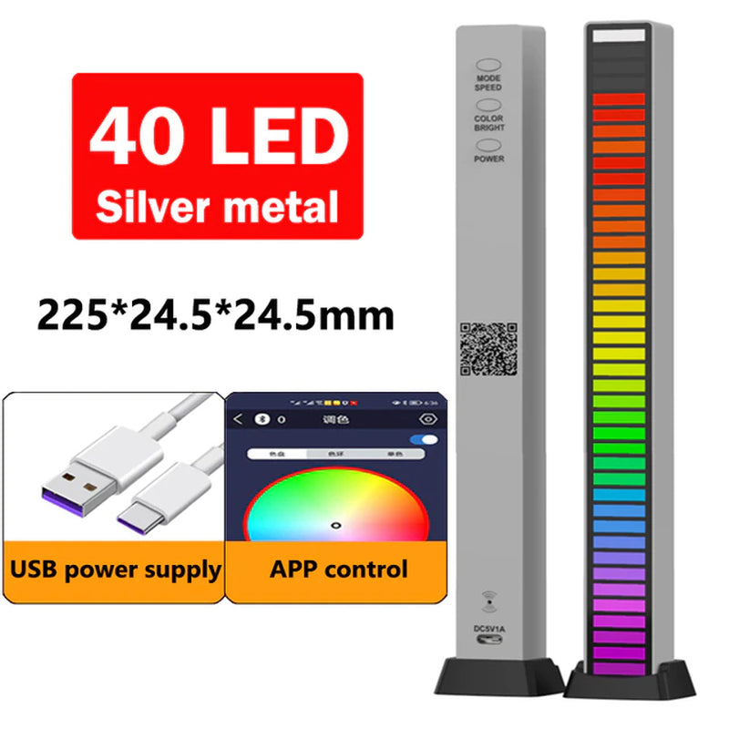 RGB Music Sound Control LED Lights App Control Pickup Light Rhythm Ambient Light for Car Tv Game Computer Desktop Decora Lights