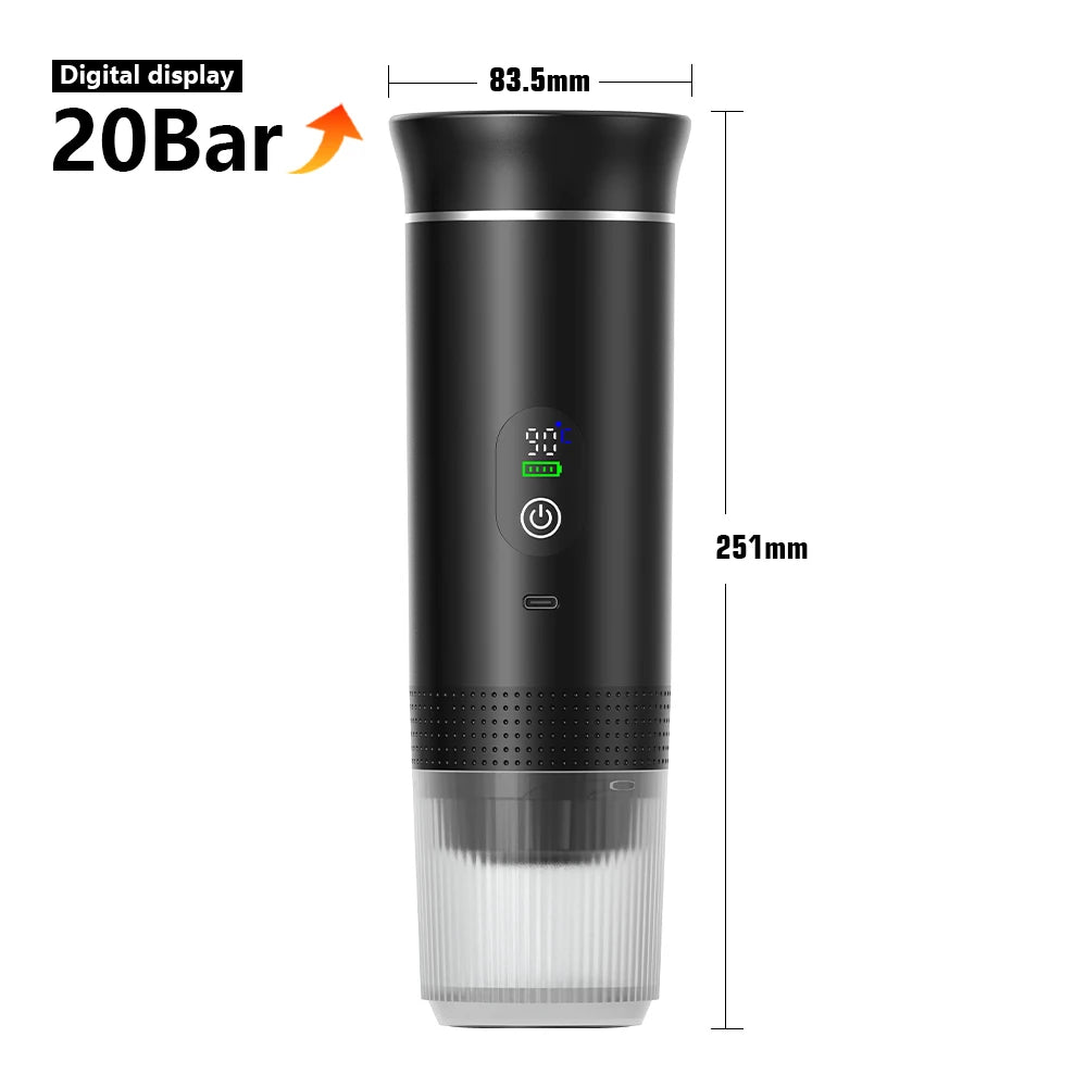 Cafetera Espresso Portátil 3-En-1 Para Coche Y Viaje