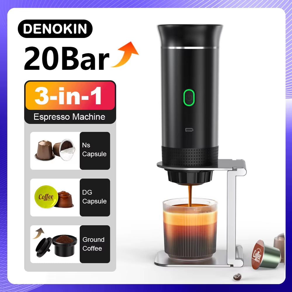 Cafetera Espresso Portátil 3-En-1 Para Coche Y Viaje