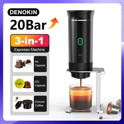 Cafetera Espresso Portátil 3-En-1 Para Coche Y Viaje